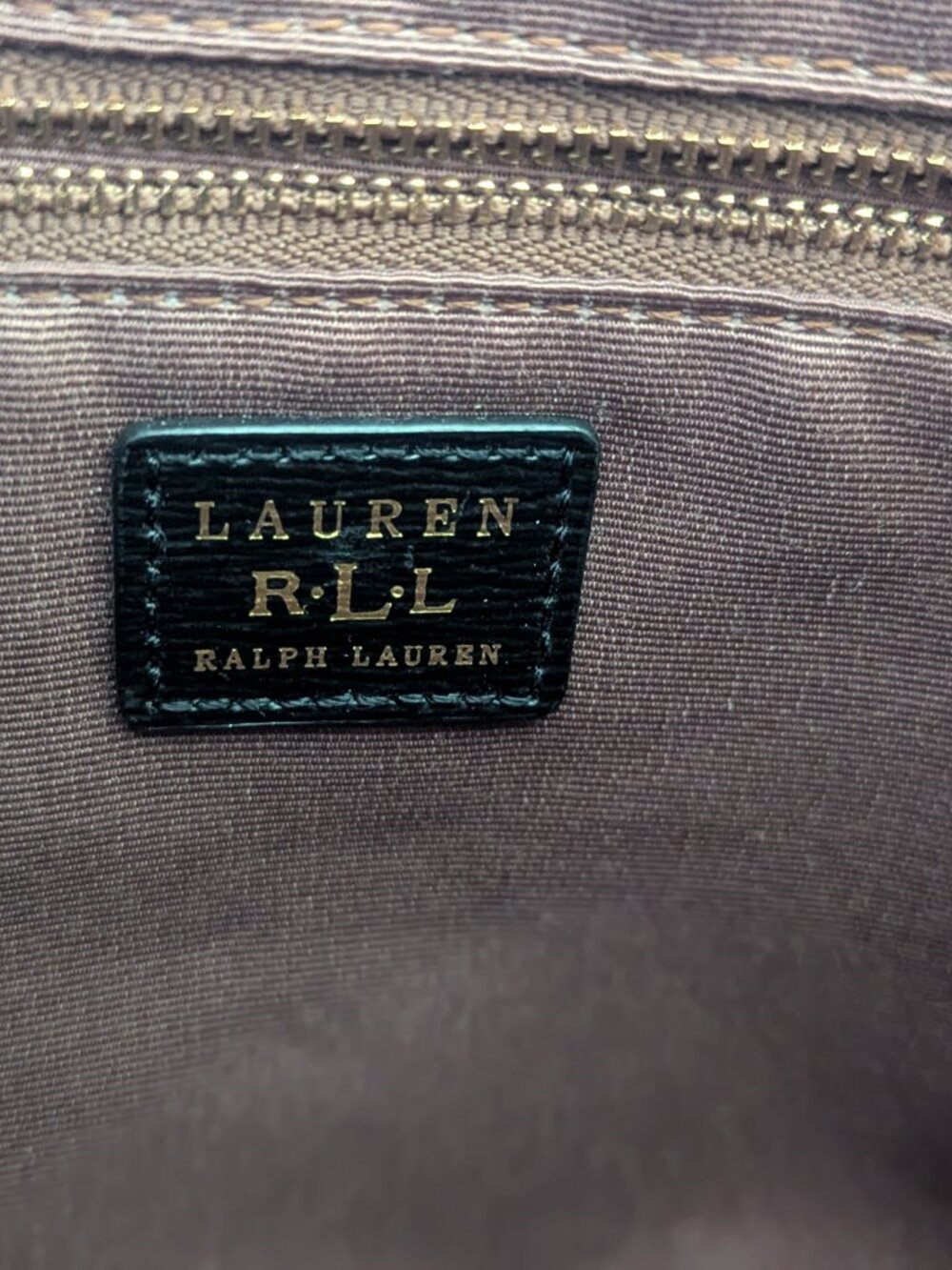 Lauren Ralph Lauren Tate Textured Leather Flap Crossbody Bag Black Gold - Picture 2 of 16